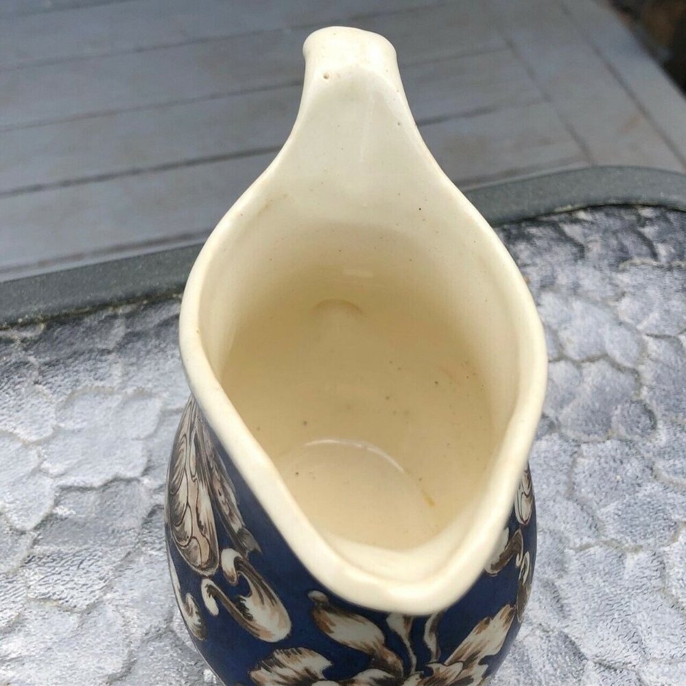 Vintage Creamer Blue Large Ornate Italian Greek Gift Inscription1950's - Picture 5 of 8
